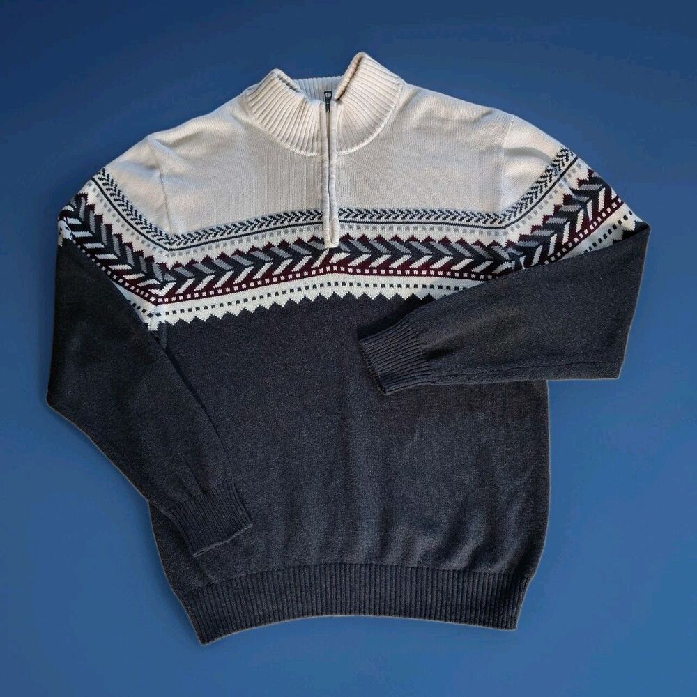 Weatherproof Vintage Holiday Sweater Men's XXL 1/4 Zip 100% Cotton Pullover